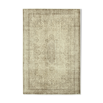 Handmade unique oriental beige rug 202 cm x 313 cm
