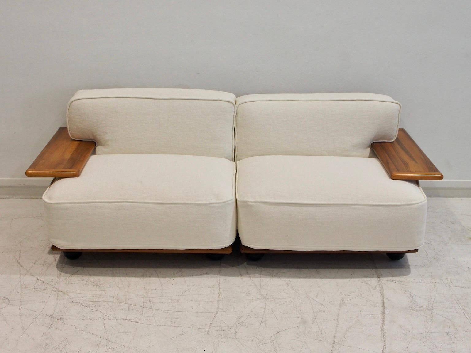 Pianura modular sofa in white fabric by Mario Bellini for Cassina