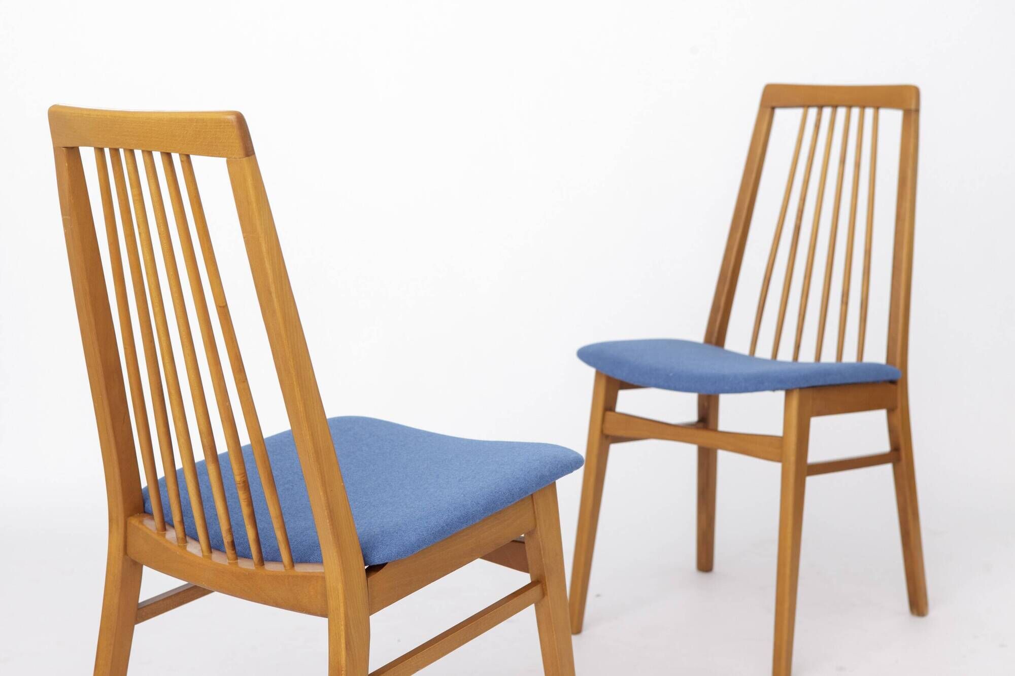 2 of 6 Vintage Dining Chairs, 1960s German Design, Mid Century Modern Beech