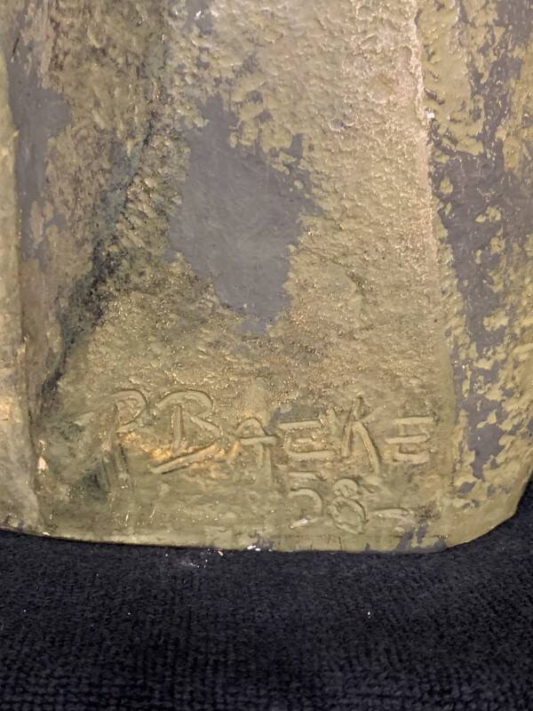 Paul baeke 'maternity' woman & child, modernist art style sculpture