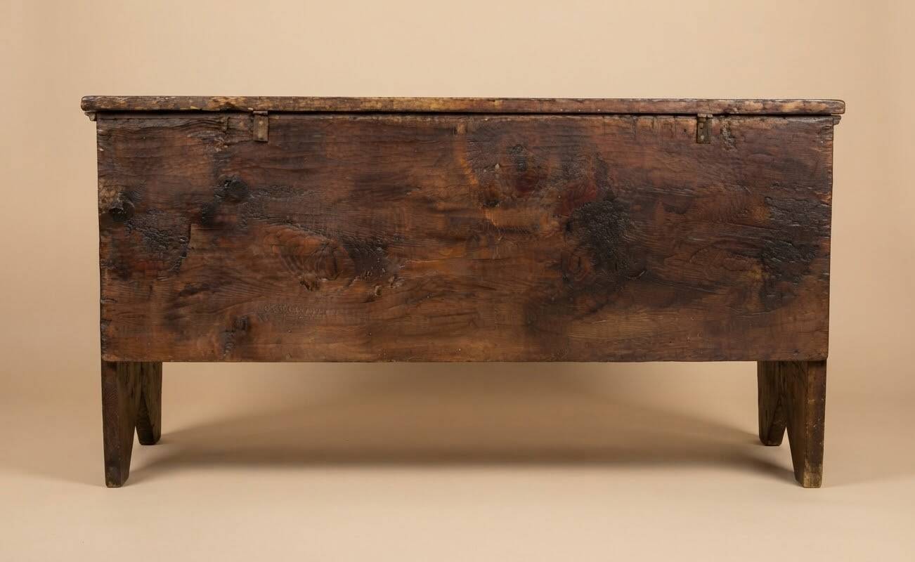 Old solid larch chest with front opening