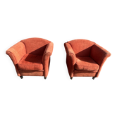 Pair of Art Deco style fabric club armchairs