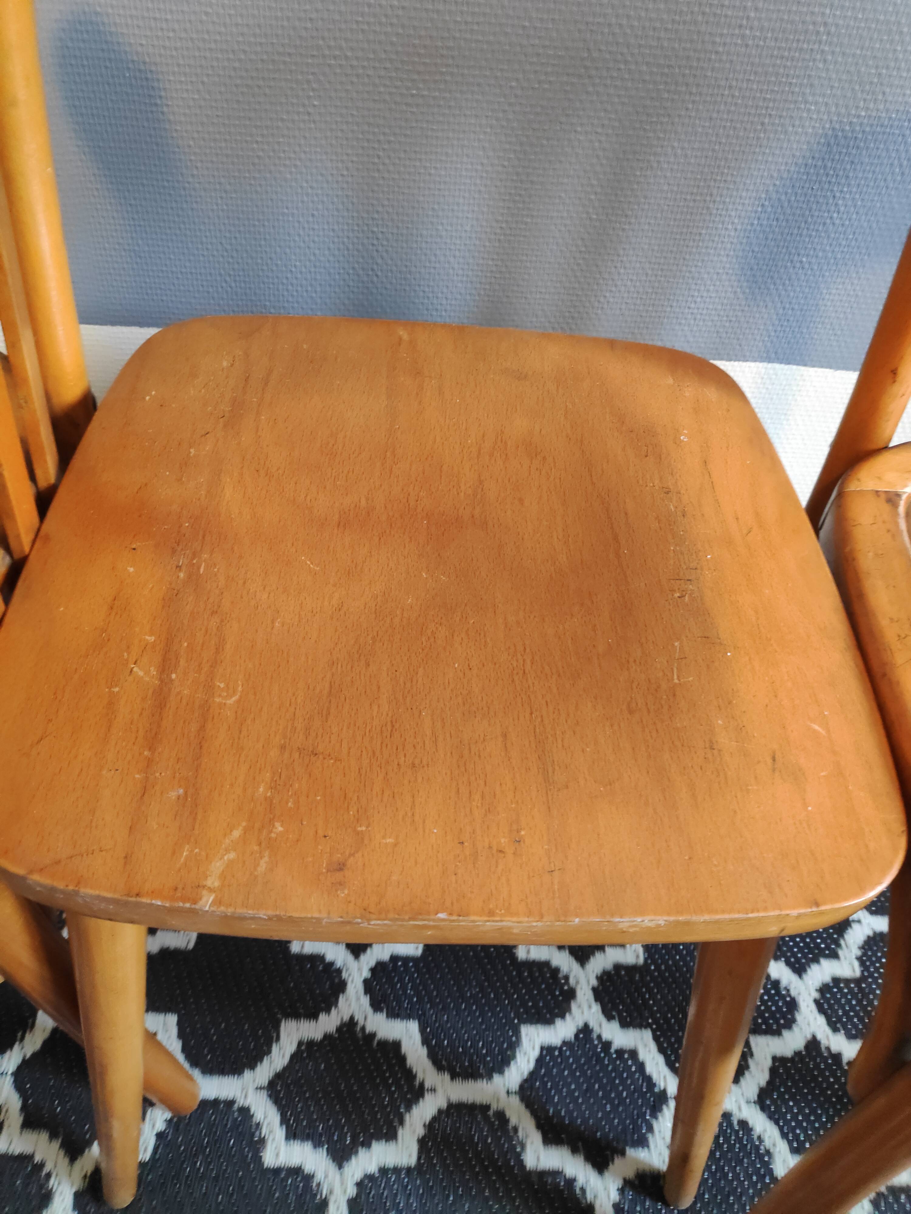 Chairs and stool stamped Luterma varnished wood