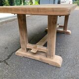 Renovated farmhouse dining table in raw solid wood 200cm 20th century