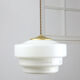 Mid-century Cascade Brass and Opaline Pendant Lamp