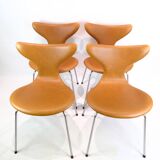Set Of 4 Dining Chairs Model 3108 Lily/Seagull Made In Cognac Elegance Leather By Arne Jacobsen