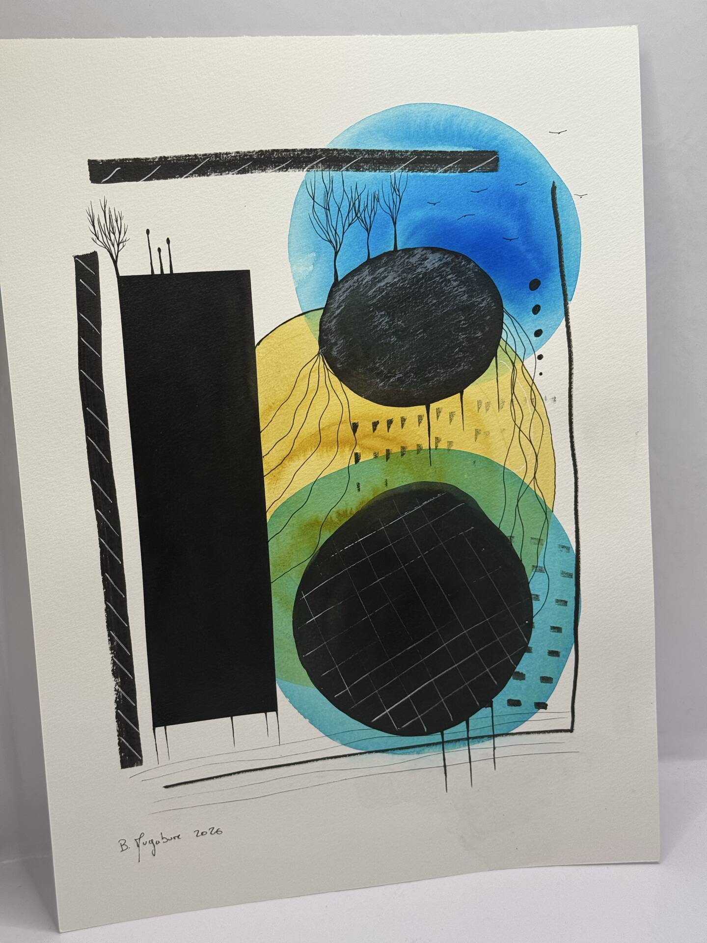 Dessin abstrait contemporain original