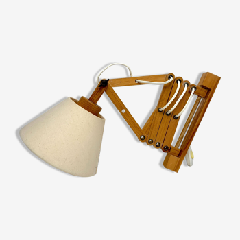 Extendable accordion wall lamp Scandinavian style in wood