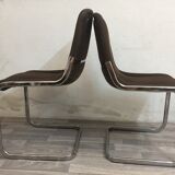 Pair velvet chairs & chrome, 1970