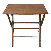 Retro 50s bamboo folding side table, bohemian country decor, console, entryway furniture