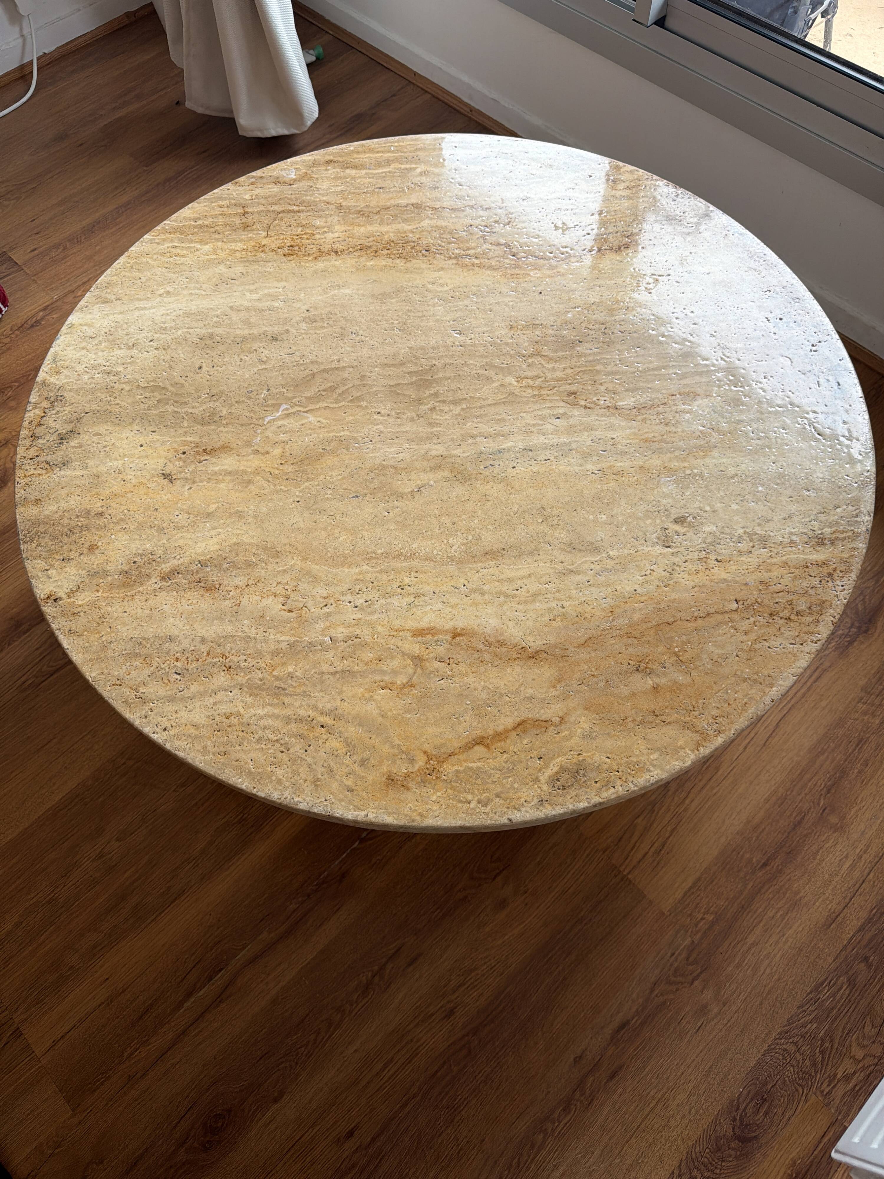 Travertine round table