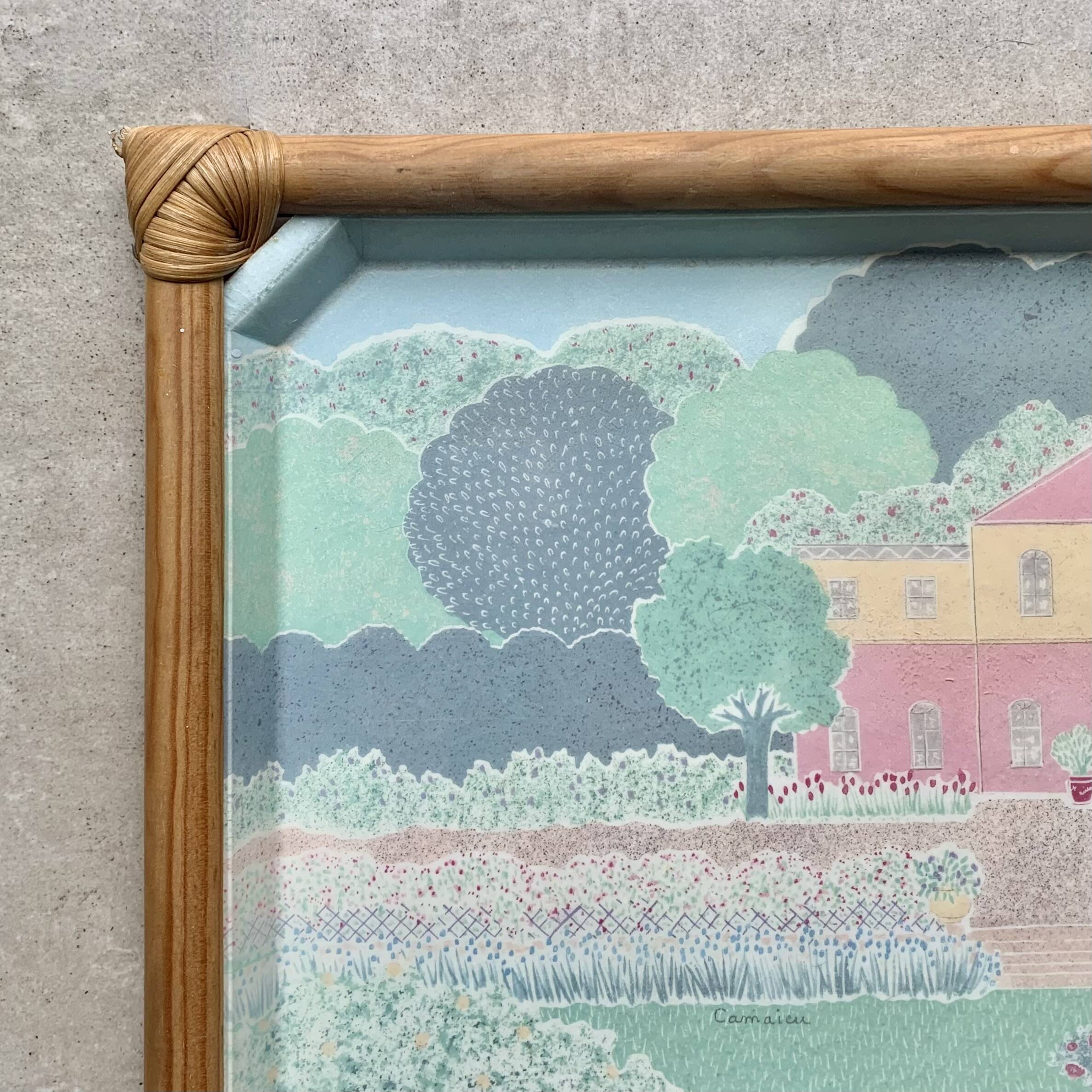 Vintage fiberglass and rattan tray - Sylvie Hétreau - Camaïeu - Alpac