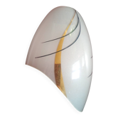 Tulipe abat-jour oblique verre dépoli - motif trait noir & dorure - vintage