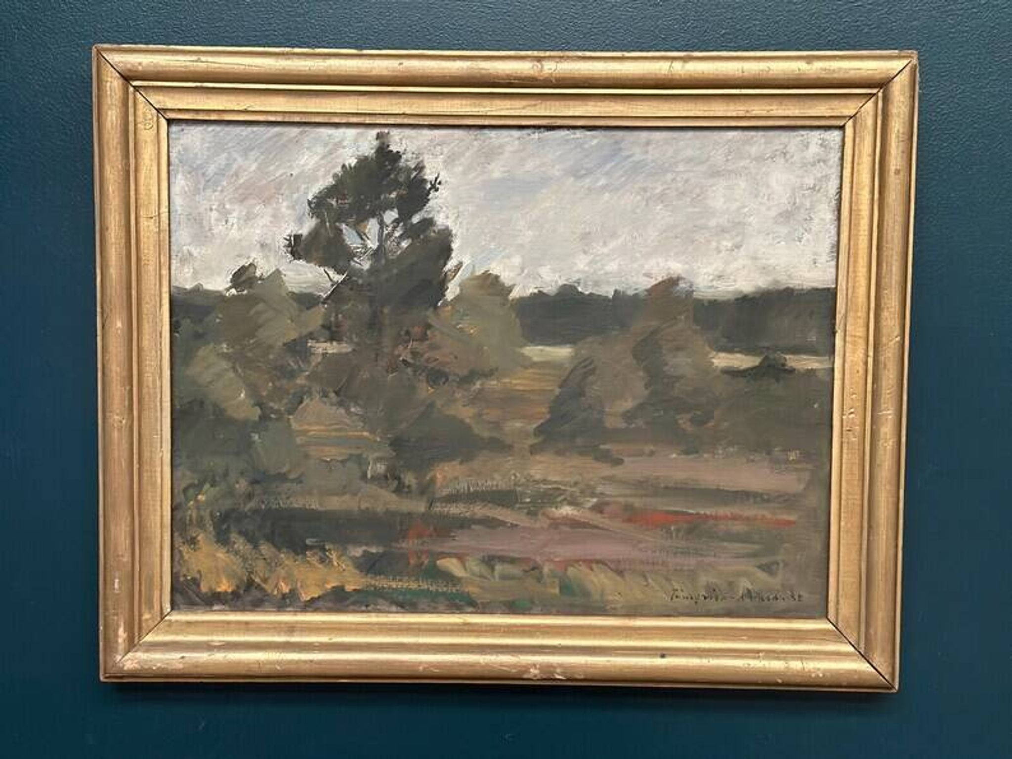 Huile sur toile originale suédoise – "Paysage" par Tornqvist – Signée – Datée 1932 – Encadrée