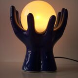 Vintage hand lamp in ceramic and opaline
