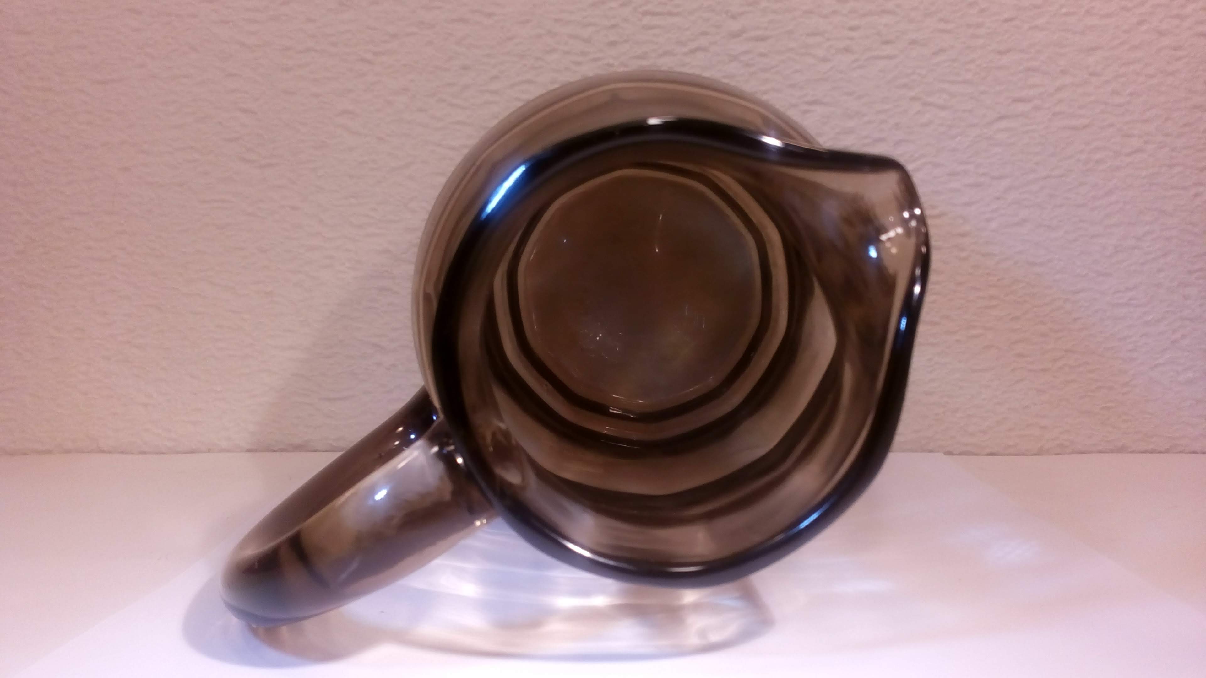Blown glass pitcher, smoked "Art-déco"