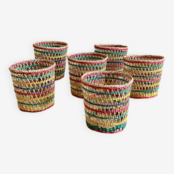 6 small glass holder baskets