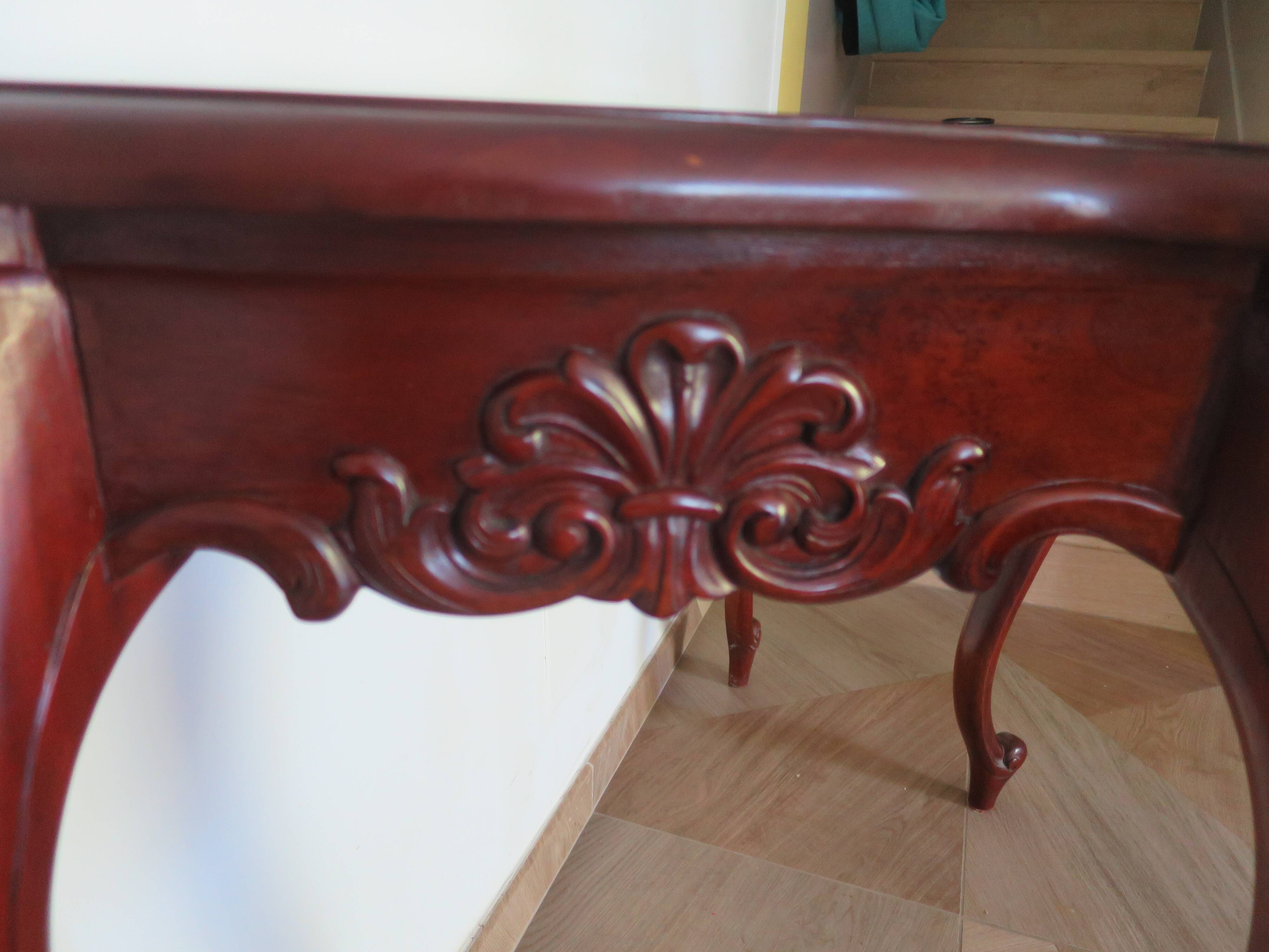 Console with curved legs - mahogany - Louis XV style - carved wood