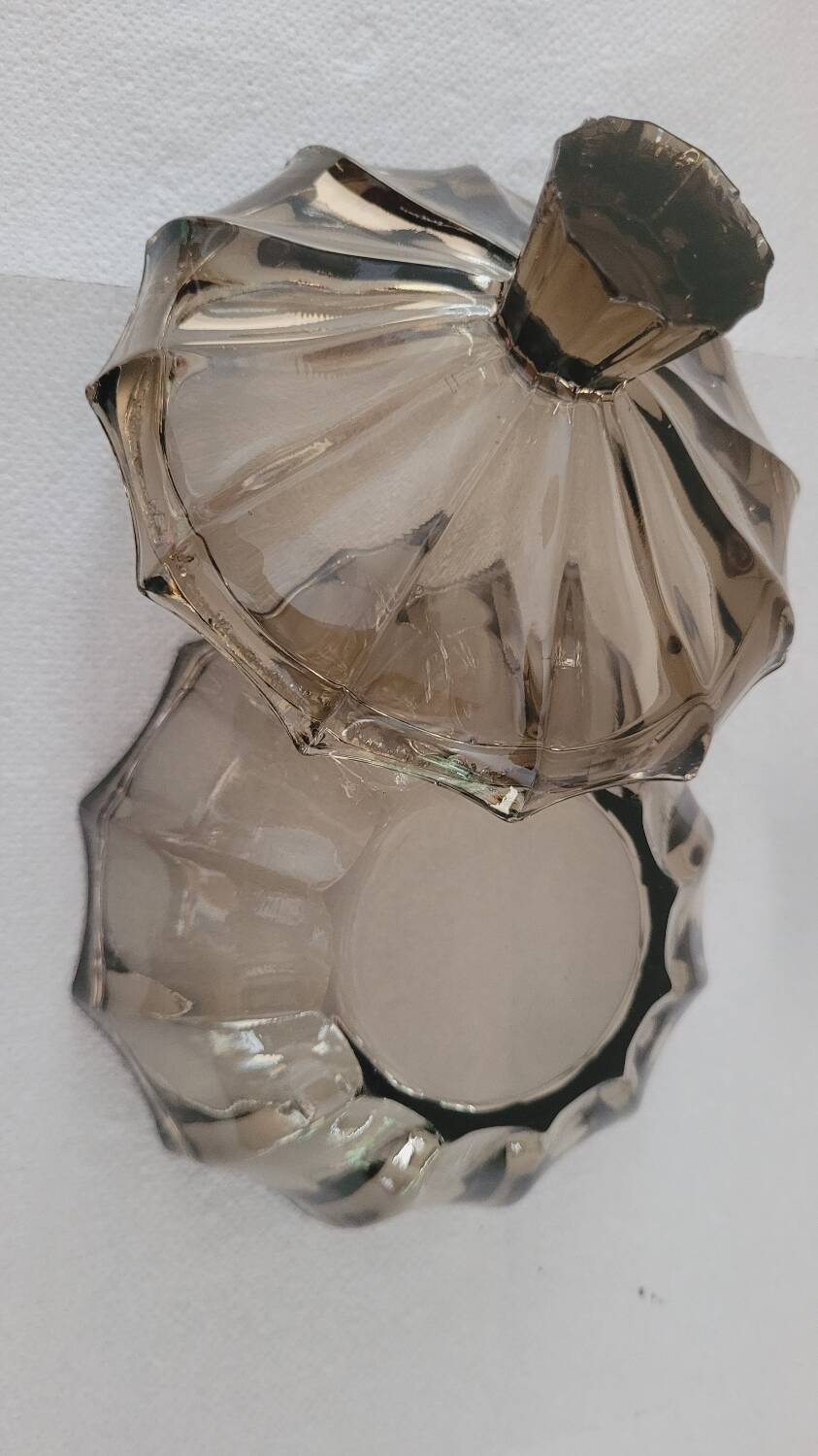 Art Deco smoked glass candy box