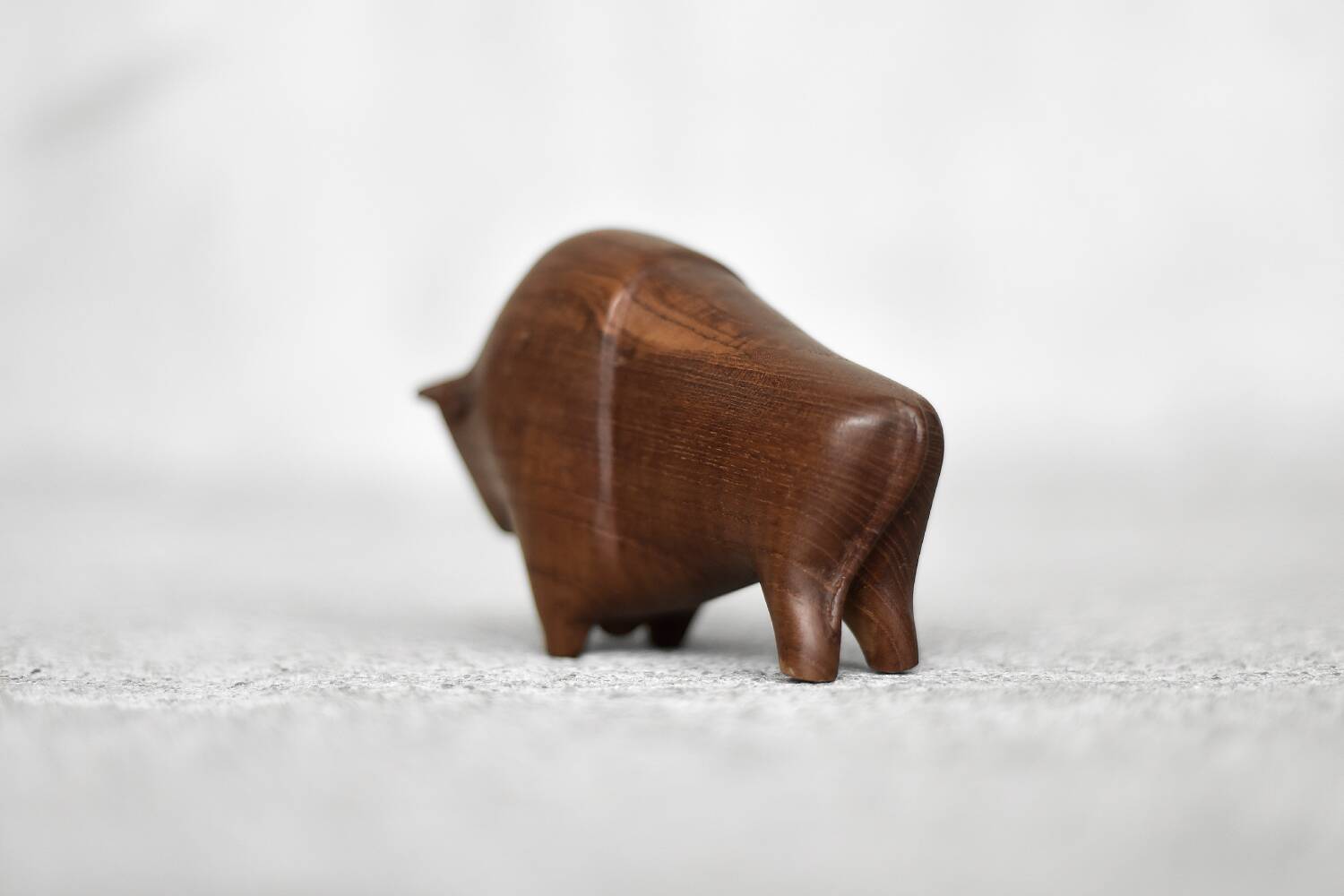 Dark teak bison figurine in mid-century modern Danish style, 1960.
