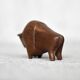Dark teak bison figurine in mid-century modern Danish style, 1960.