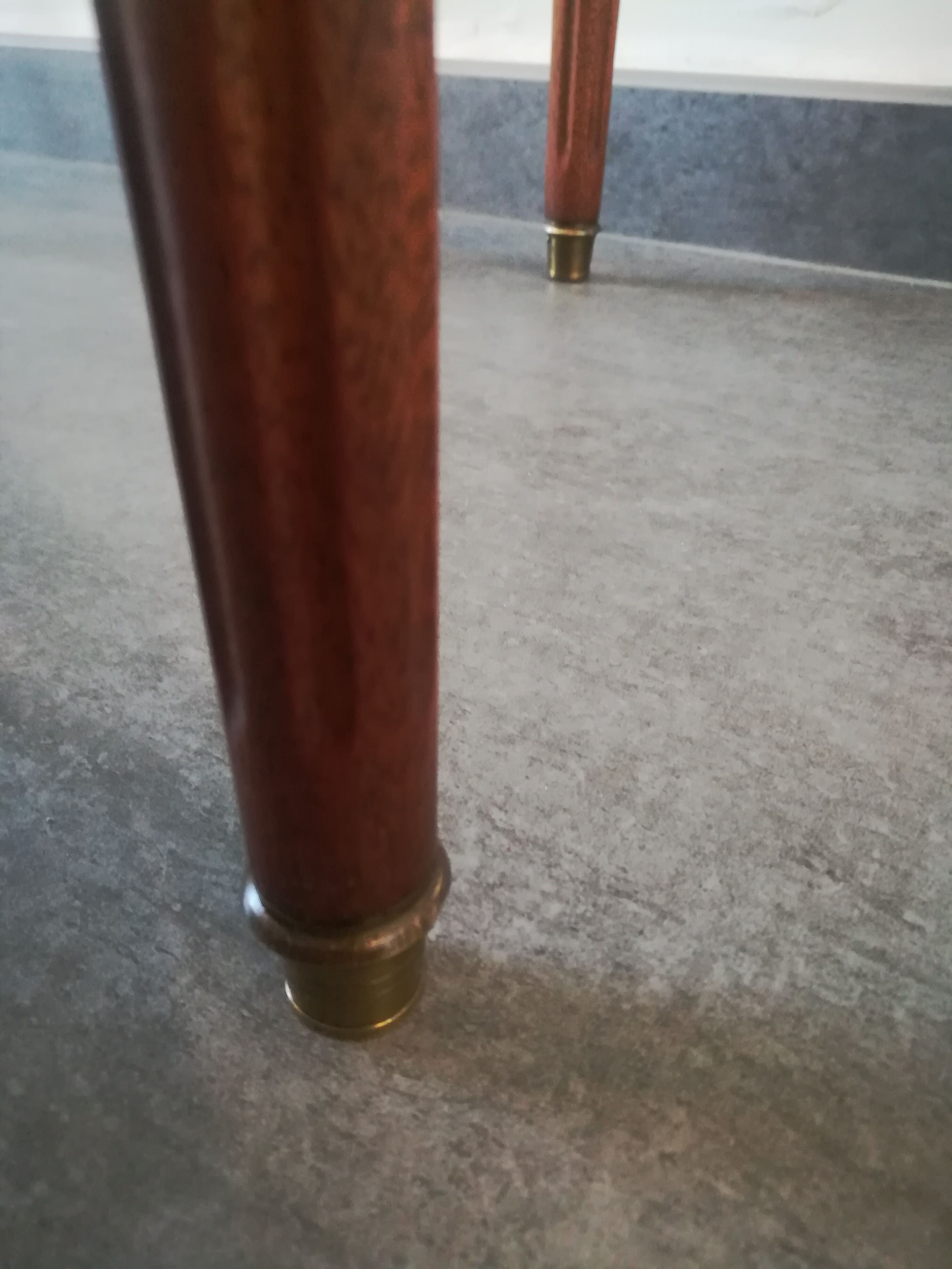 Louis XVI style hot water bottle table in walnut and mahogany