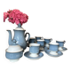 English stoneware tea service denby england 12 pale blue and white castille model