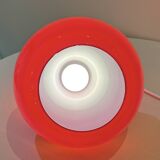 Red Opaline Glass Pendant Light 1970 Space Age Ceiling Lamp Free Form Orange