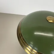 German green bauhaus table lamp in brass and metal by helo lights, germany, 1950s