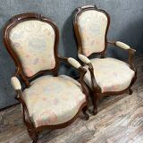 Pair of Napoleon III period mahogany armchairs