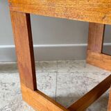 Table basse géométrique bois miel vintage