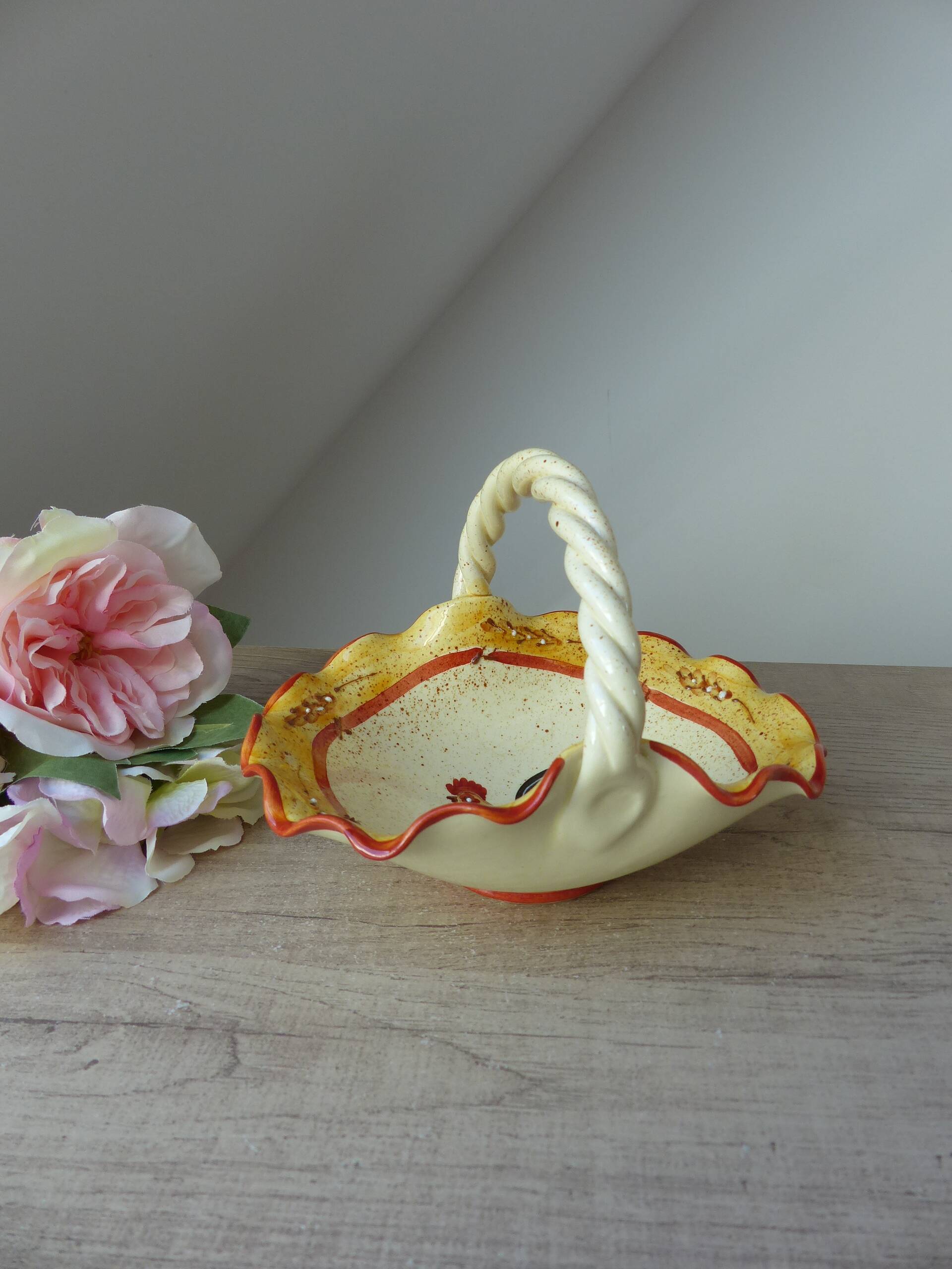 Empty Rooster Basket Pocket, Artisanal Rooster Pottery, Decorative Rooster Empty Pocket,