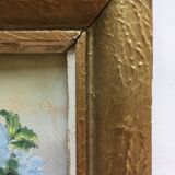 Set of 2 paintings bouquets of flowers with golden frame (signed Morgan)