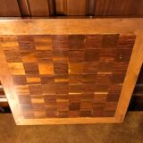 Antique checkers & chess board inlaid with vintage wood marquetry