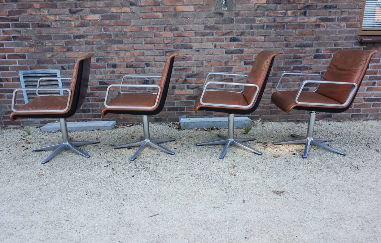 Cognac leather armchair by Delta 2000 for Wilkhahn, Germany, 1960s