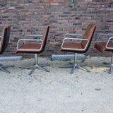 Cognac leather armchair by Delta 2000 for Wilkhahn, Germany, 1960s