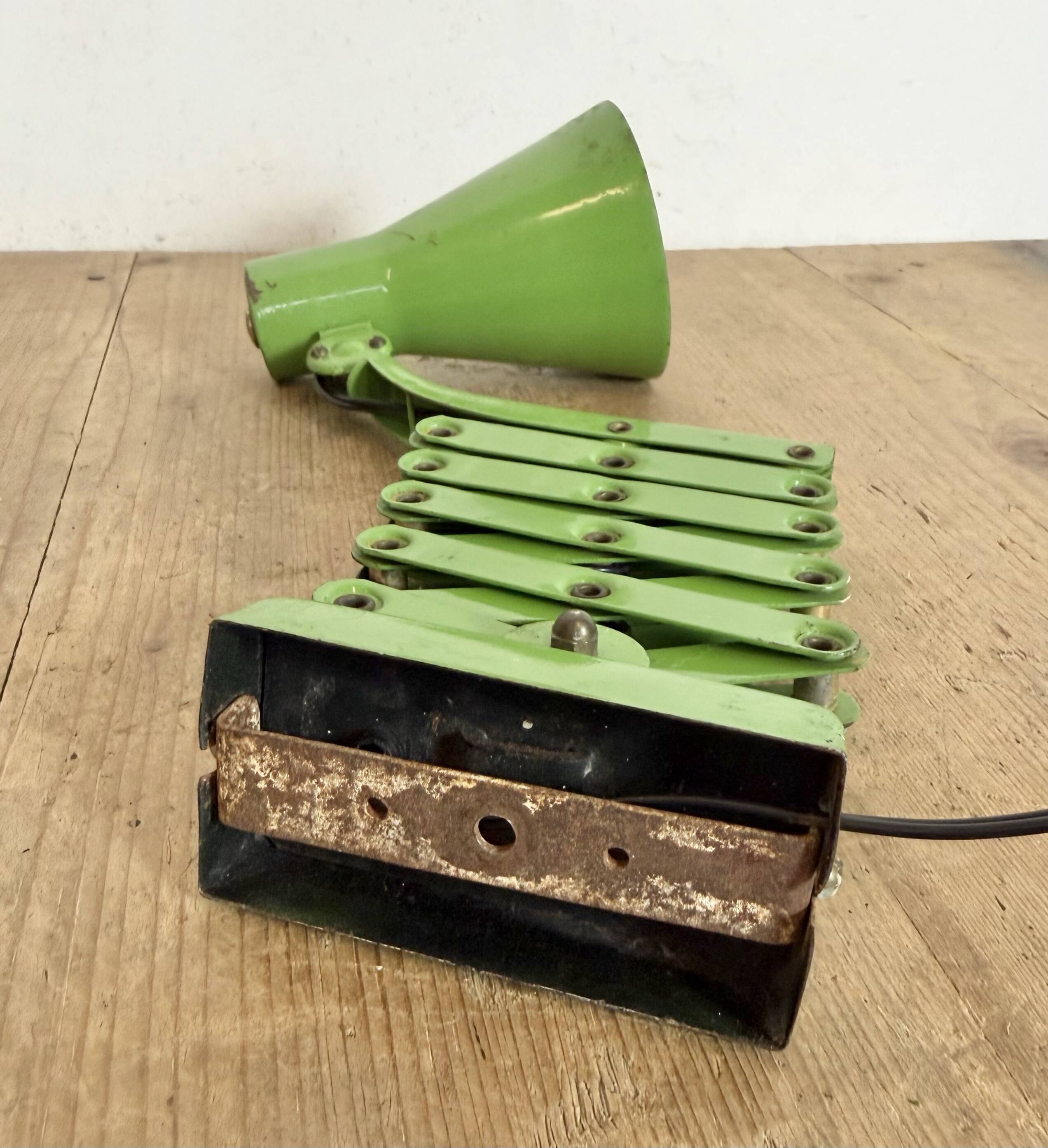 Green Industrial German Scissor Wall Lamp from Kaiser Leuchten, 1960s