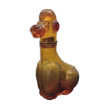 Flacon ancien en verre ambré "caniche"