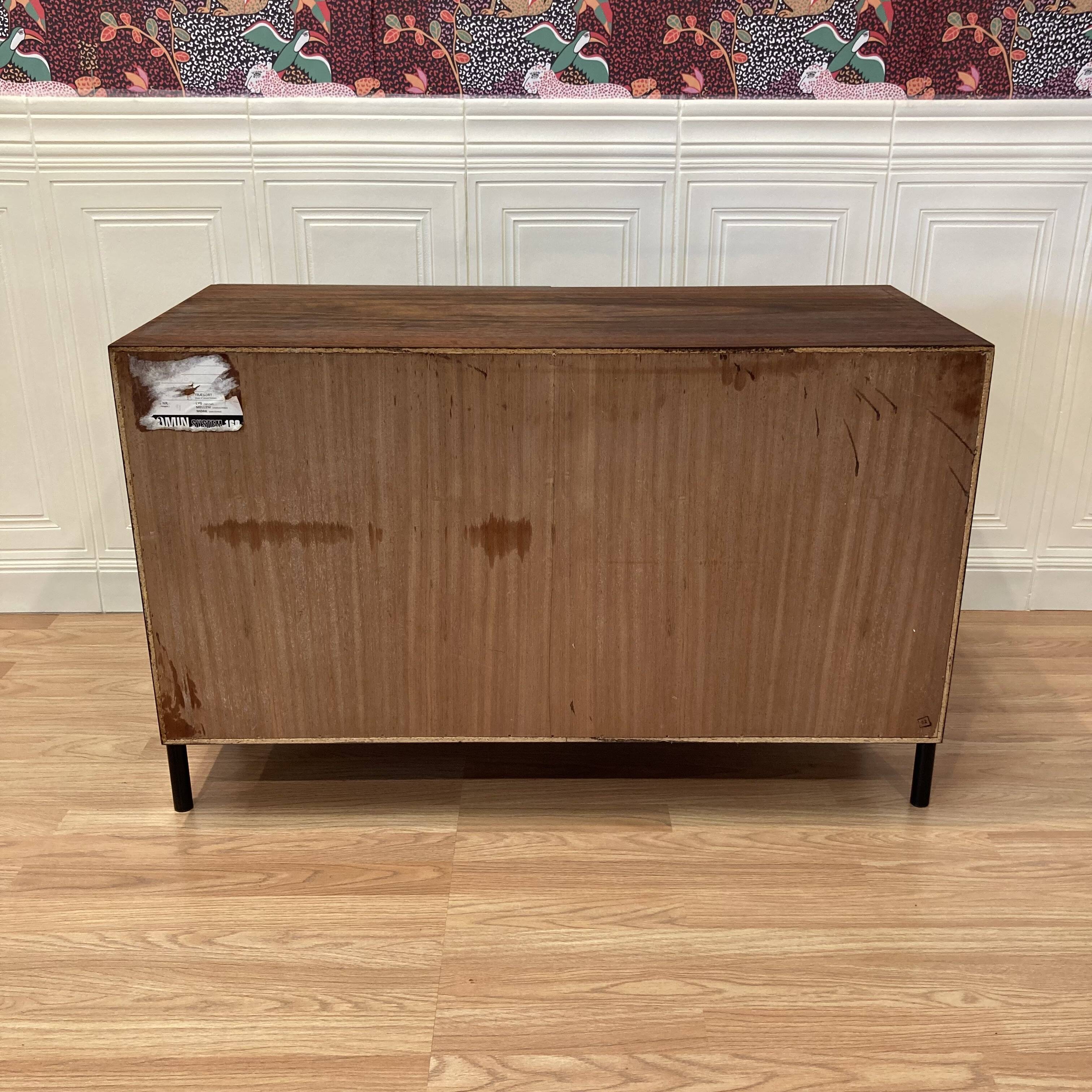 Commode palissandre et métal design 1950