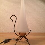 Lampe atypique laiton opaline années 50