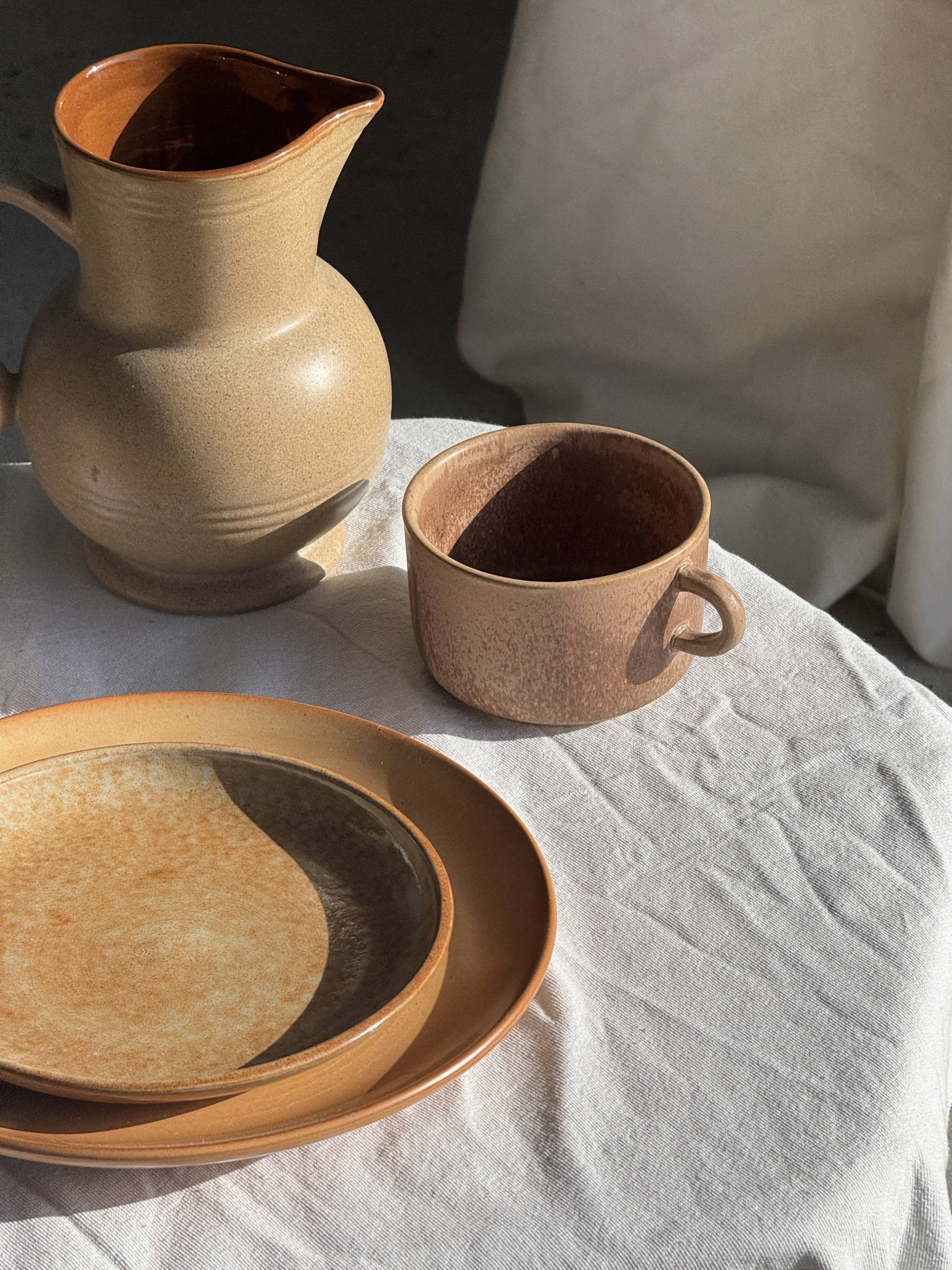 Vintage stoneware round carafe