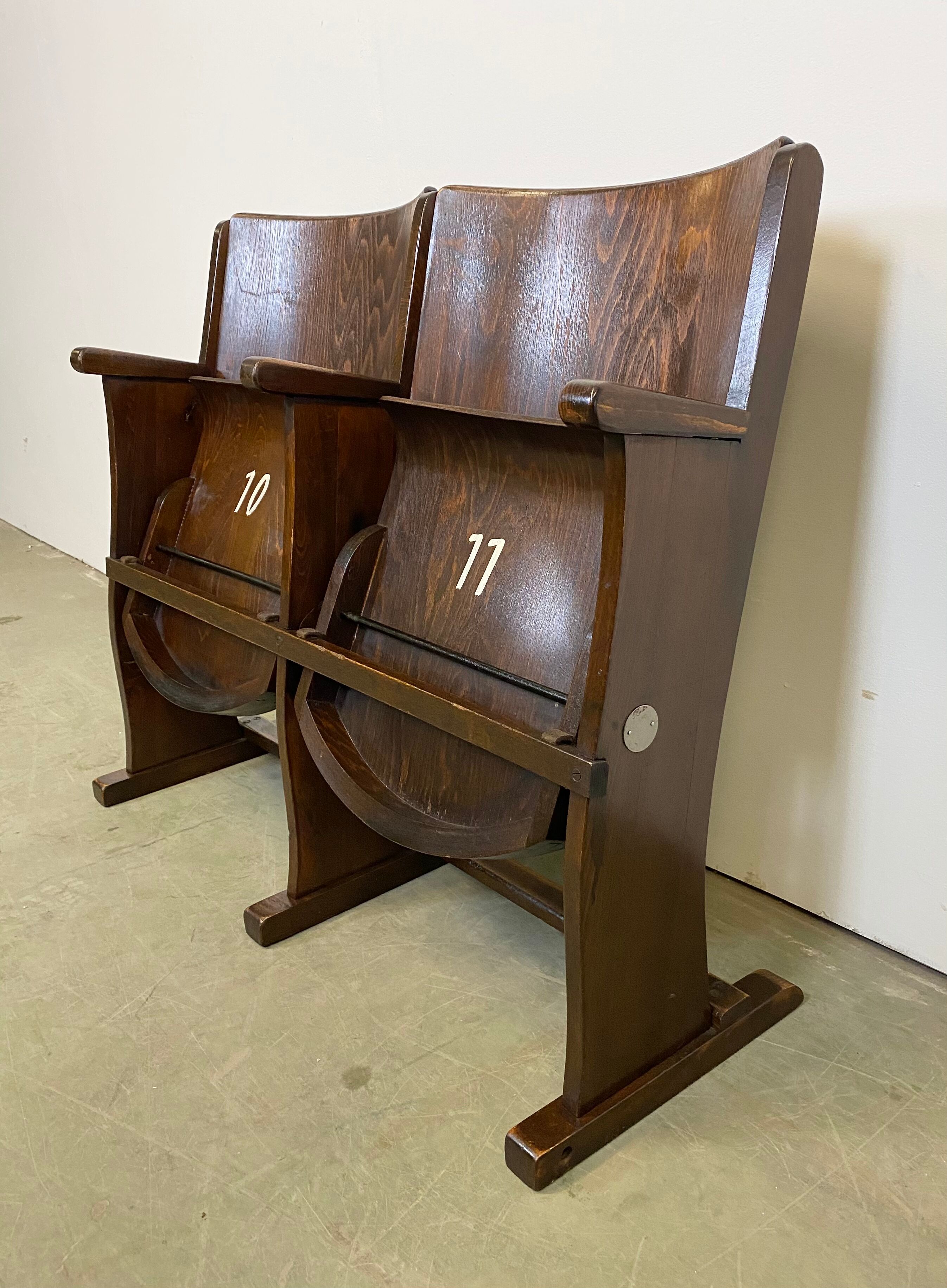 Vintage Two-Seat Cinema Bench from Ton 1950s