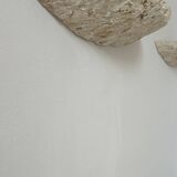 Pair of vintage stone sconces, natural beige, Italy 1979