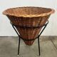 Vintage Rattan Point Basket / Plant Furniture, Netherlands 1960's