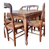 Table en chêne style Louis XV + 6,chaises