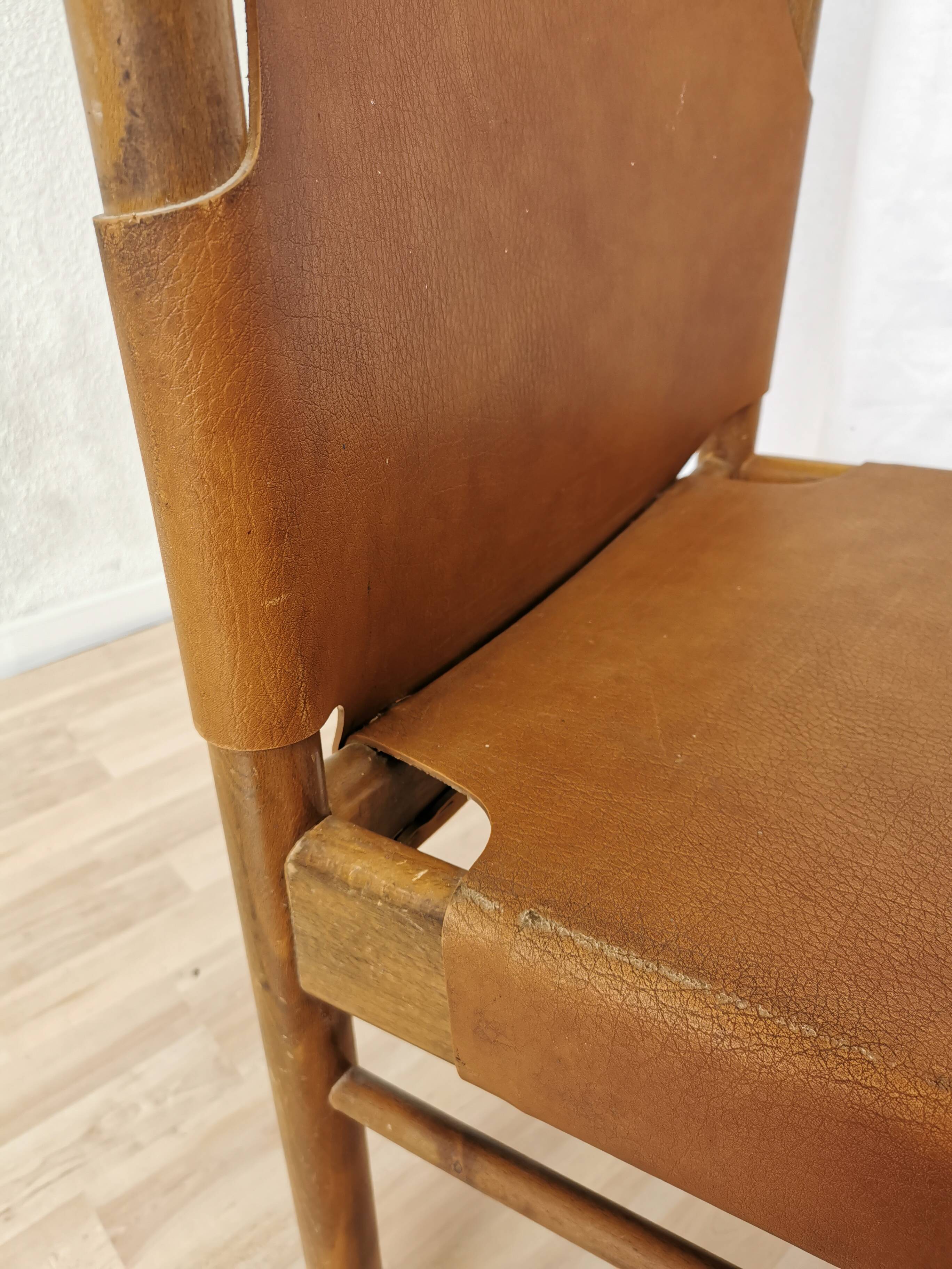Vintage Janez Lajovic Leather Dining Chair: Mid-Century Modern 1980s