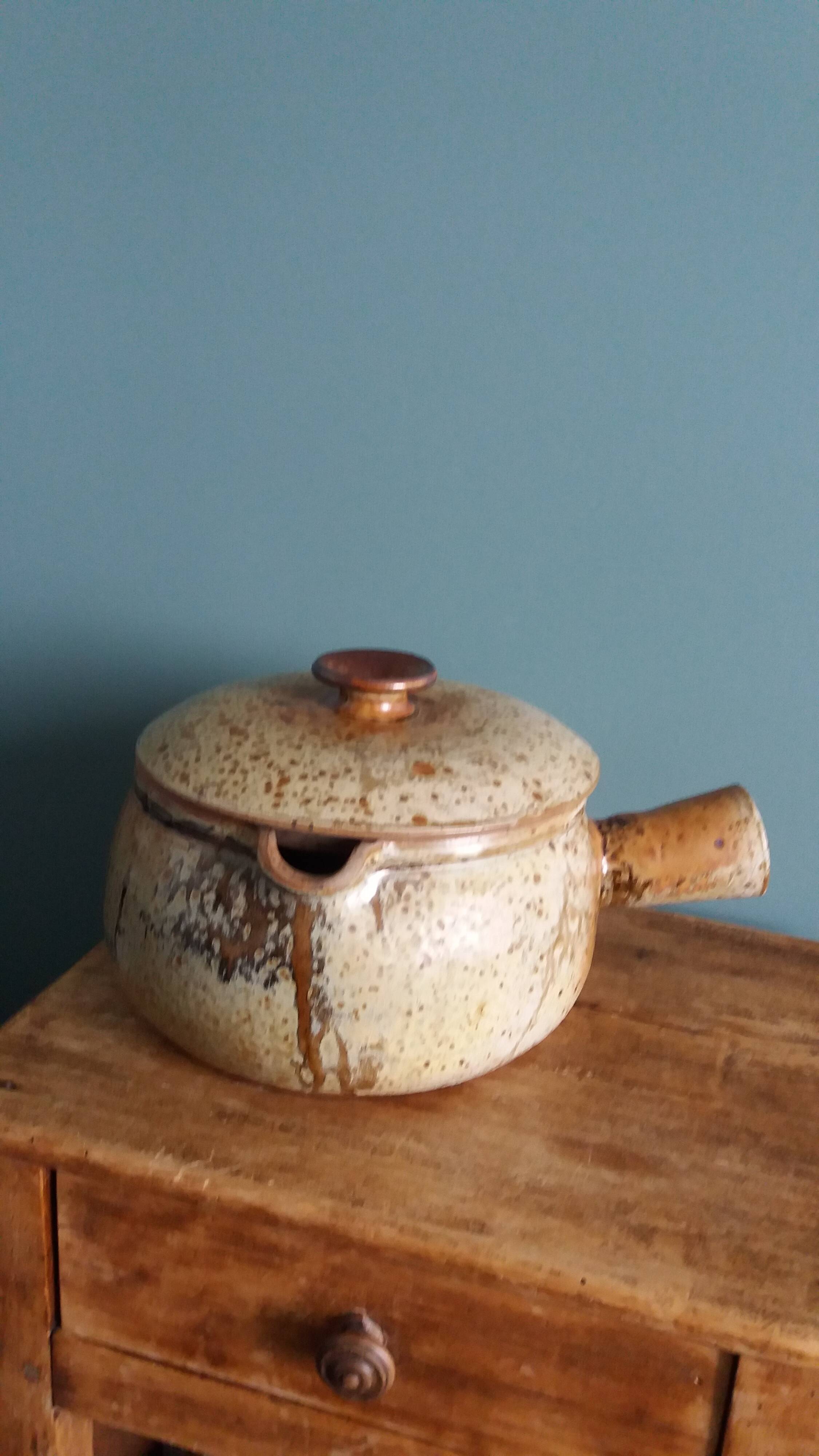 Large stoneware tureen/caquell from Puisaye, signed Jean-Pierre Prud'homme