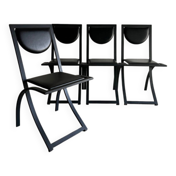 4 Black Sinus Chairs by Karl Friedrich Förster | Germany | 1990s