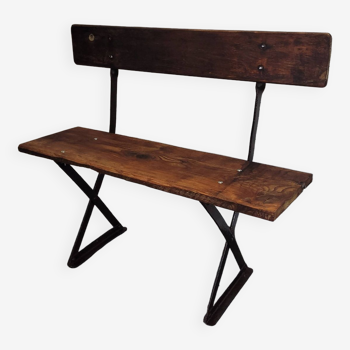 Ancien banc de jardin pied en fer assises en bois