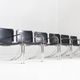 Giotto Stoppino black leather and chrome vintage dining chairs model Jot